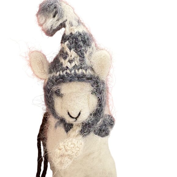 Handmade Alpaca Wool Ornaments Set With Knit Hat & Scarf - Picture 2 of 15